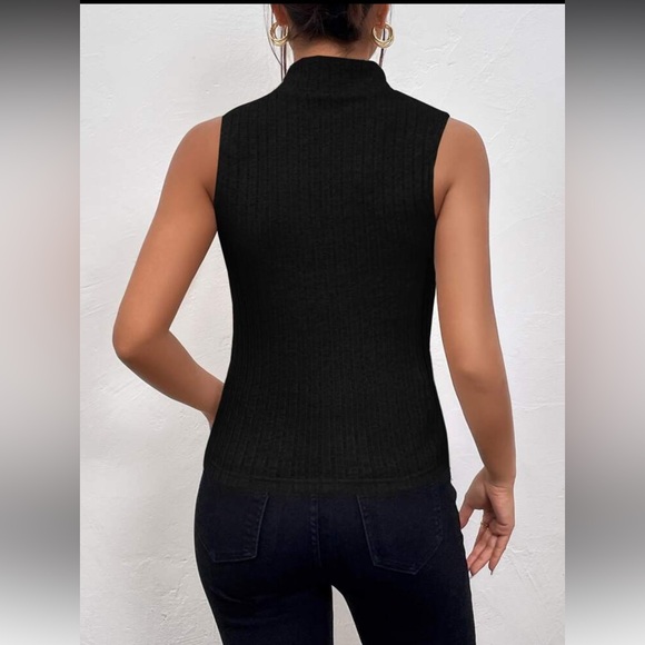 •3/$25• SHEIN Black Essnce Mock Neck Ribbed
Knit Tank Top - Picture 9 of 9